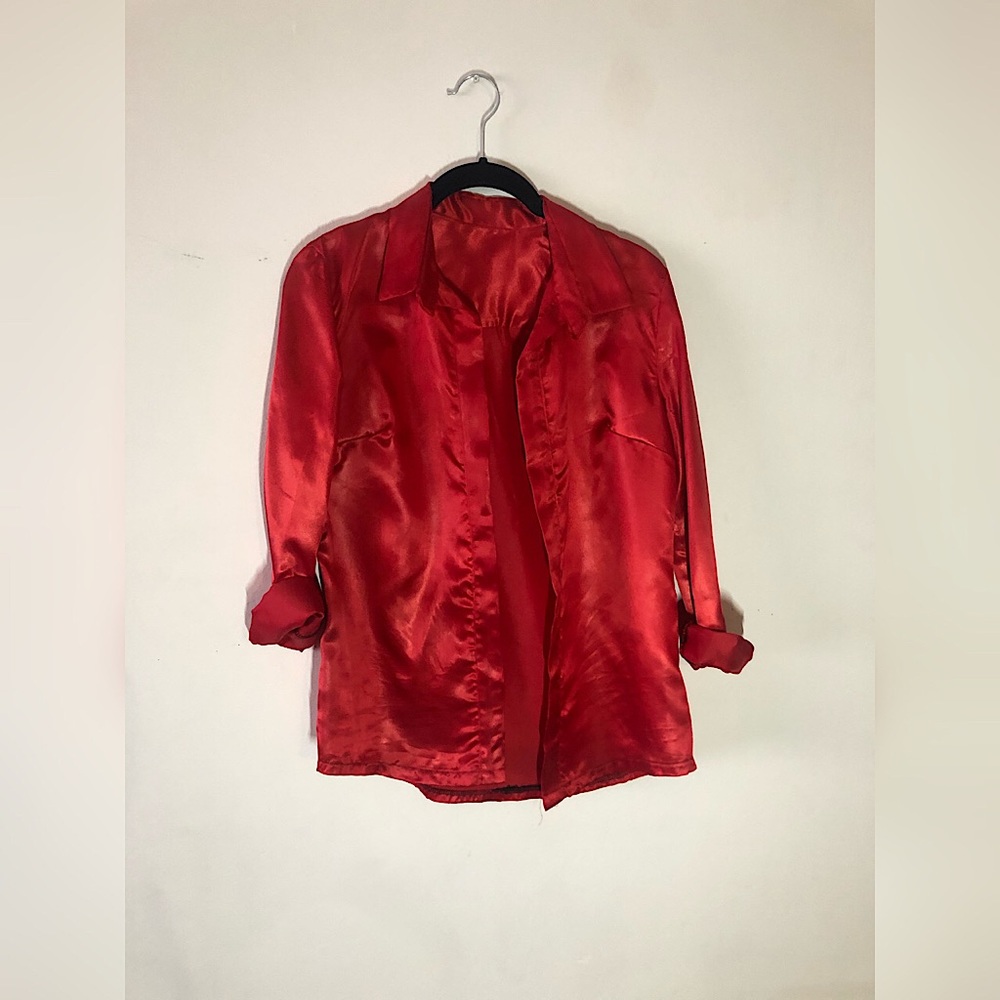 Satin button up.